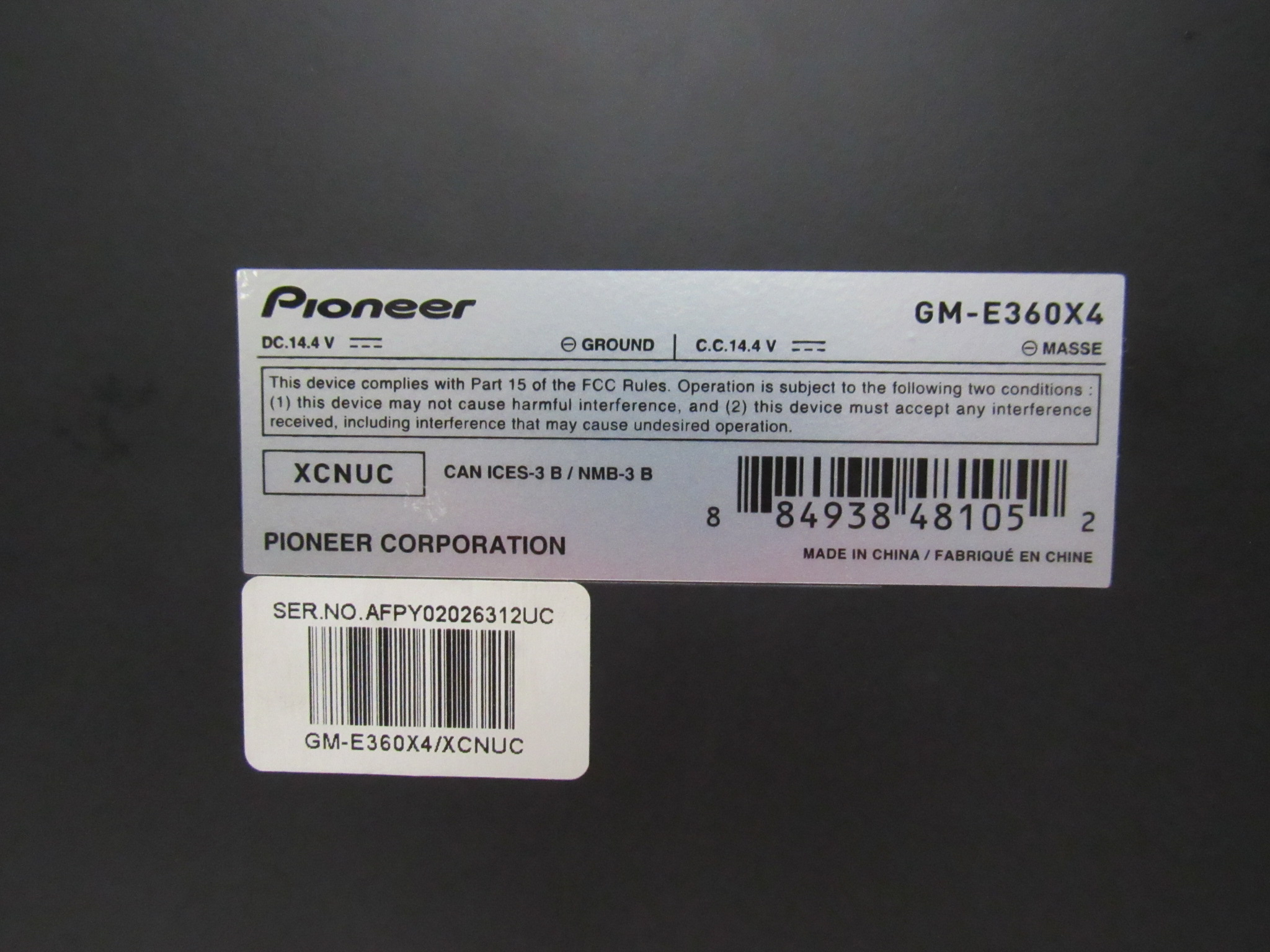 Pioneer GM-E360X4 4-Channel Bridgeable Amplifier Class AB Pioneer GM-E360X4 4-Channel Bridgeable Amplifier Class AB