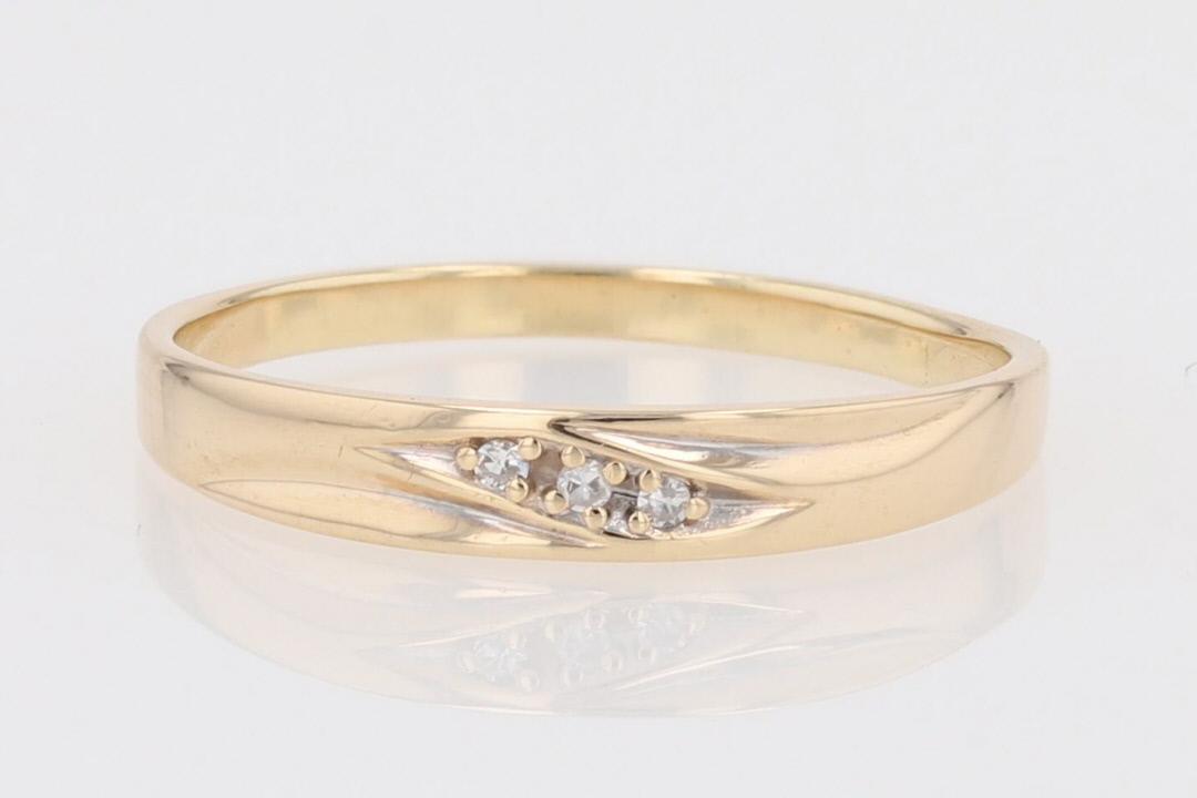 .01ctw Round Cut Diamond Prong Set Wedding Band Ring 14k Yellow Gold ...