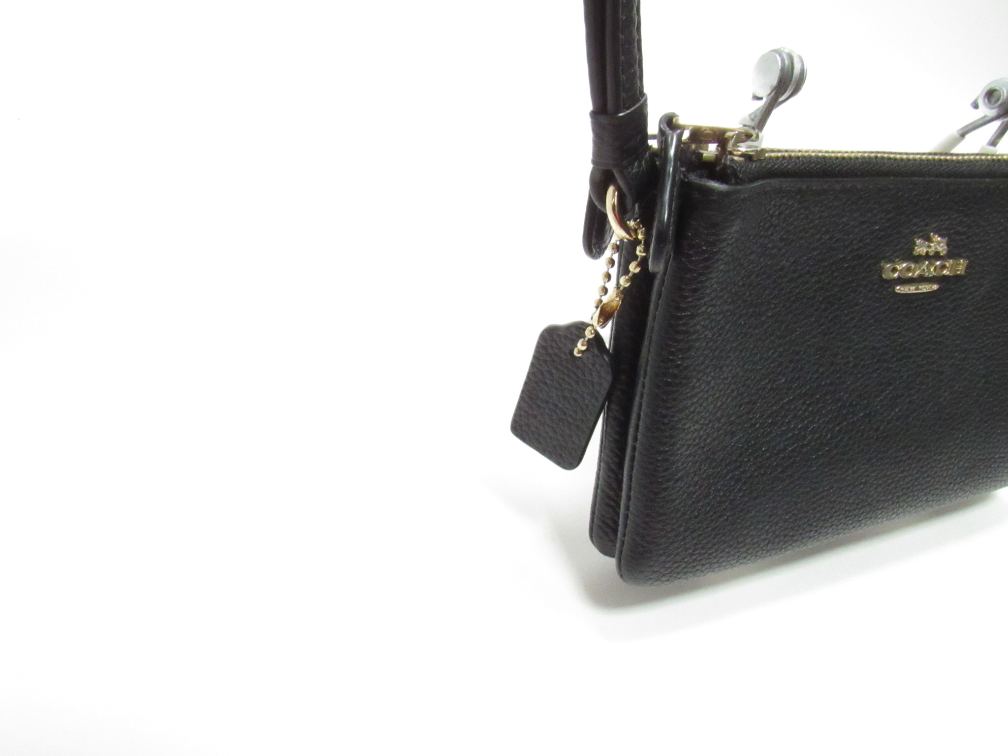 Coach Ladies Gold Toned Coach Logo Wallet Black