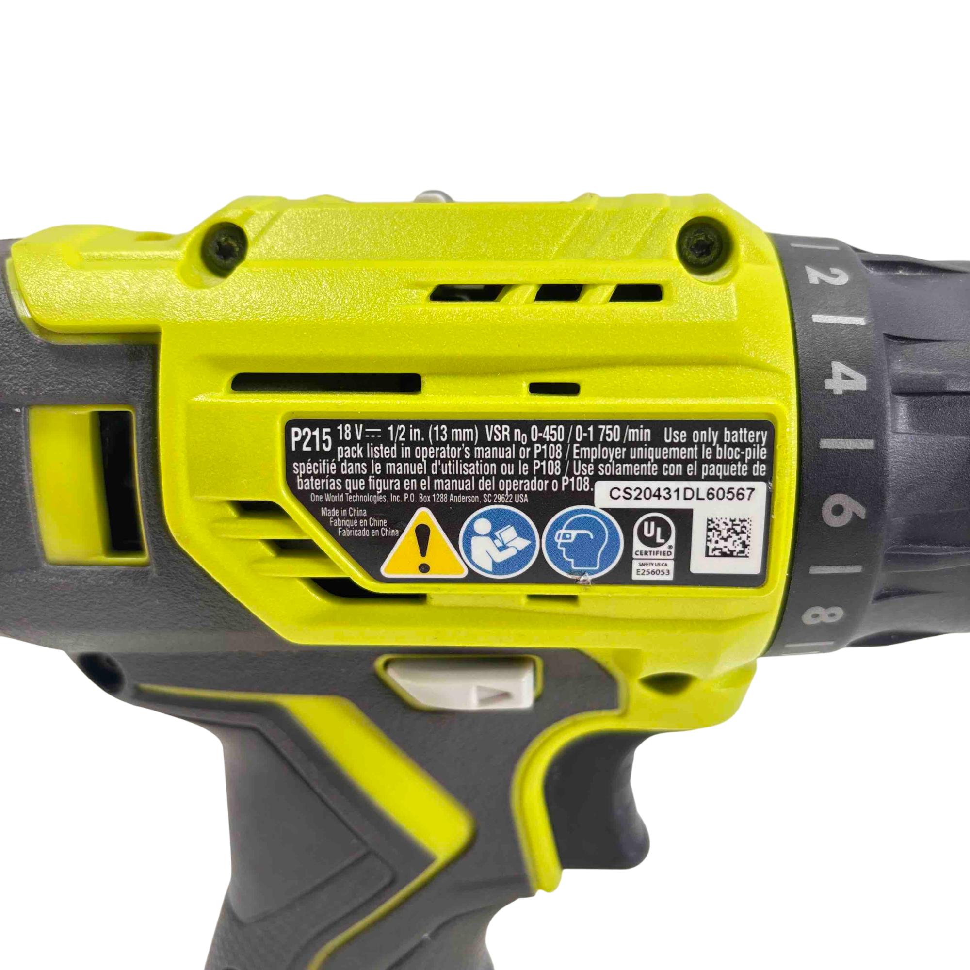 Drill Ryobi Black Friday Deals Ryobi P215 18V Lithium-Ion ONE+ 1/2