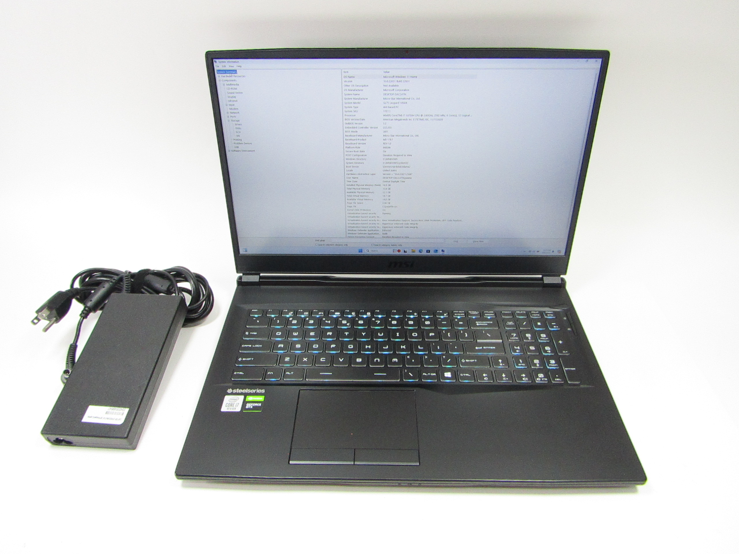 MSI GL75 Leopard MS 17E7 Win 11 Core i7 10750H 2.60GHz 16GB RAM 512GB SSD 17.3