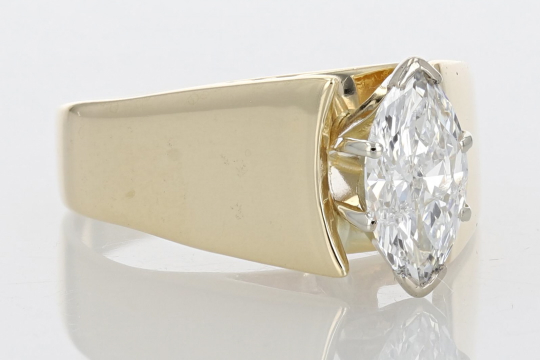 .91ct Marquise Cut Diamond Solitaire Engagement Ring 14k Yellow Gold Size 8