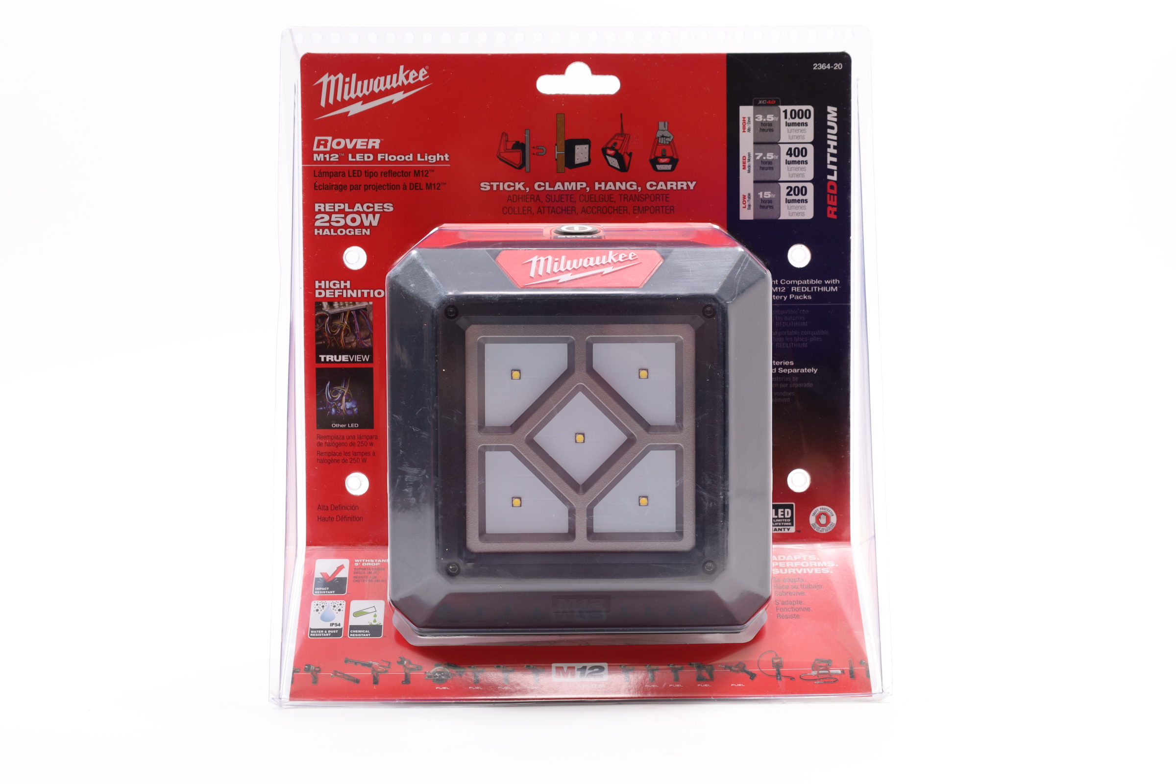 Milwaukee 2364-20 M12 12V 1000 Lumens Cordless Rover LED Compact Flood ...