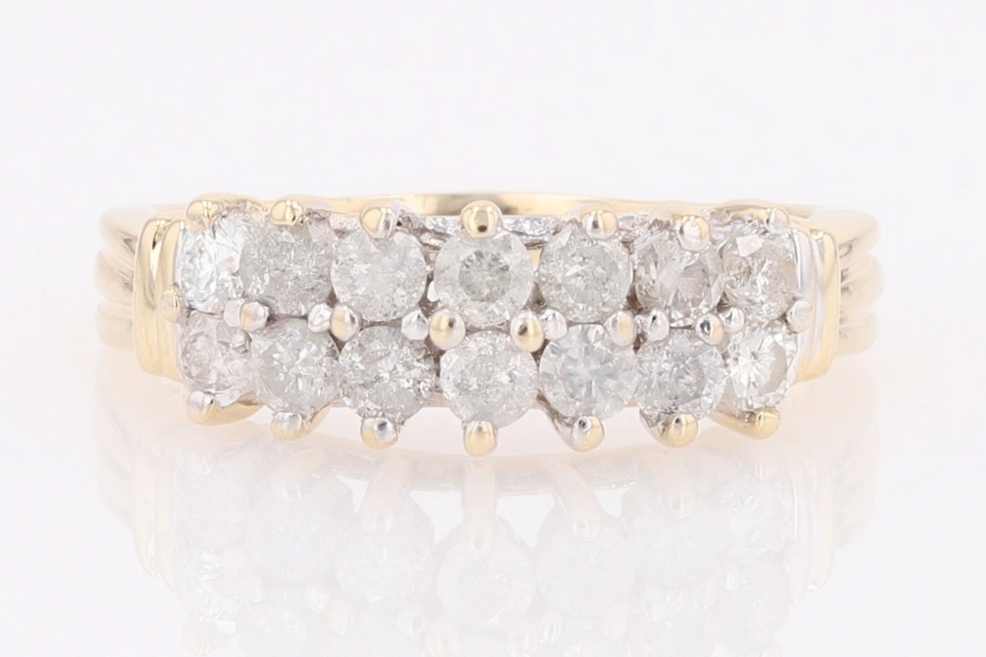 .85ctw Round Cut Diamond Prong Set Wedding Band Ring 10k Yellow Gold Size 8