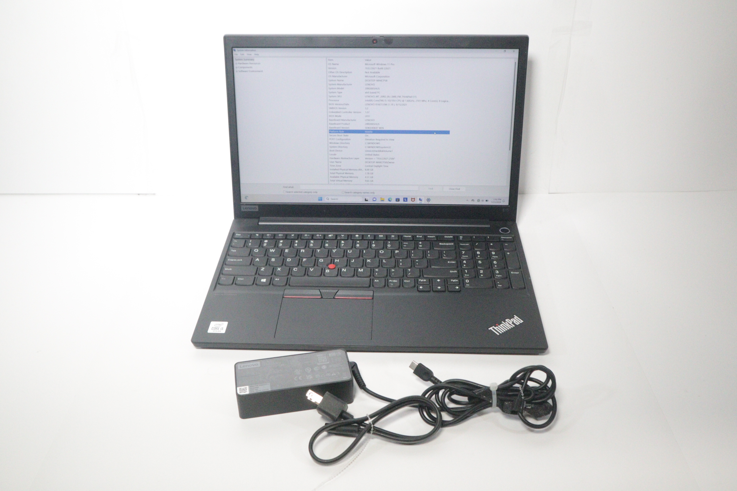 Lenovo ThinkPad E15 20RD005HUS Core i5-10210U 1.6GHz 8GB RAM 256GB SSD 15.6