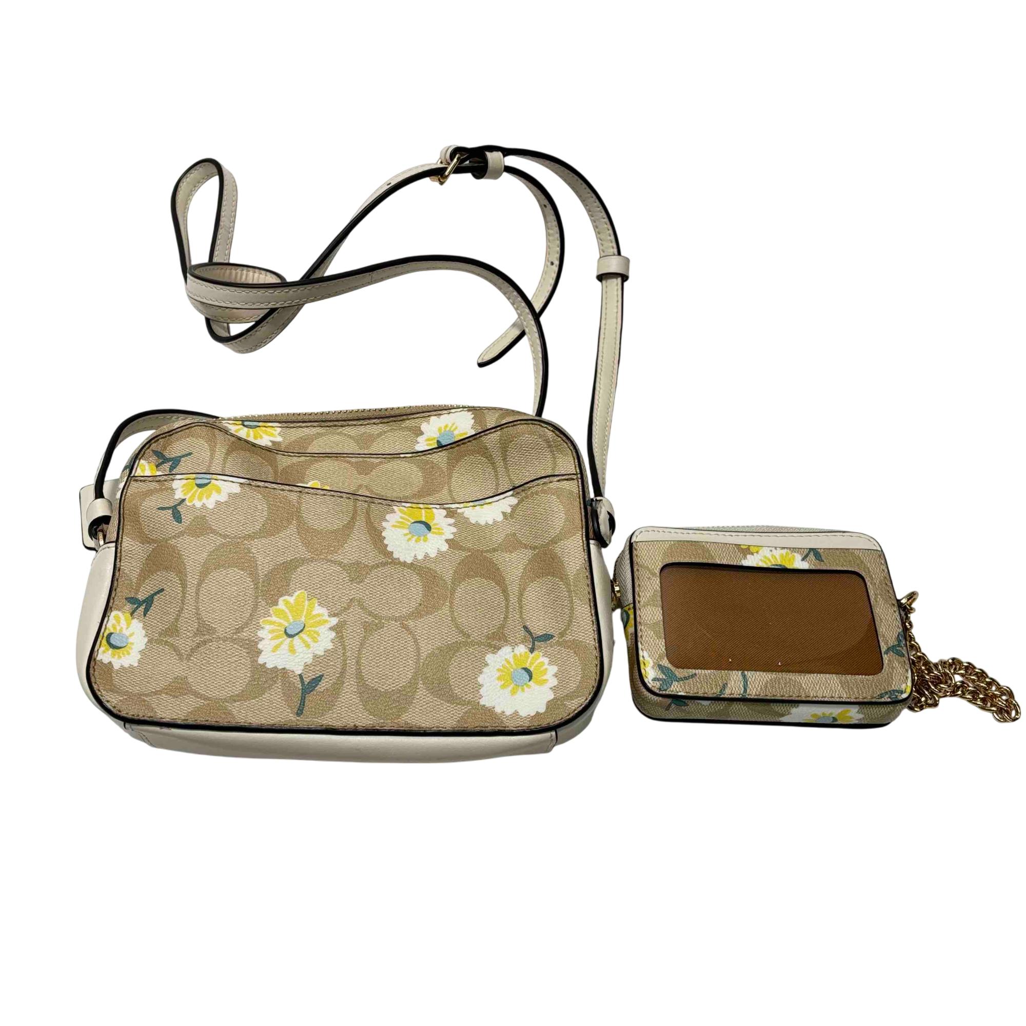 Coach C3354 Signature Daisy Floral Print Camera Mini Crossbody Bag