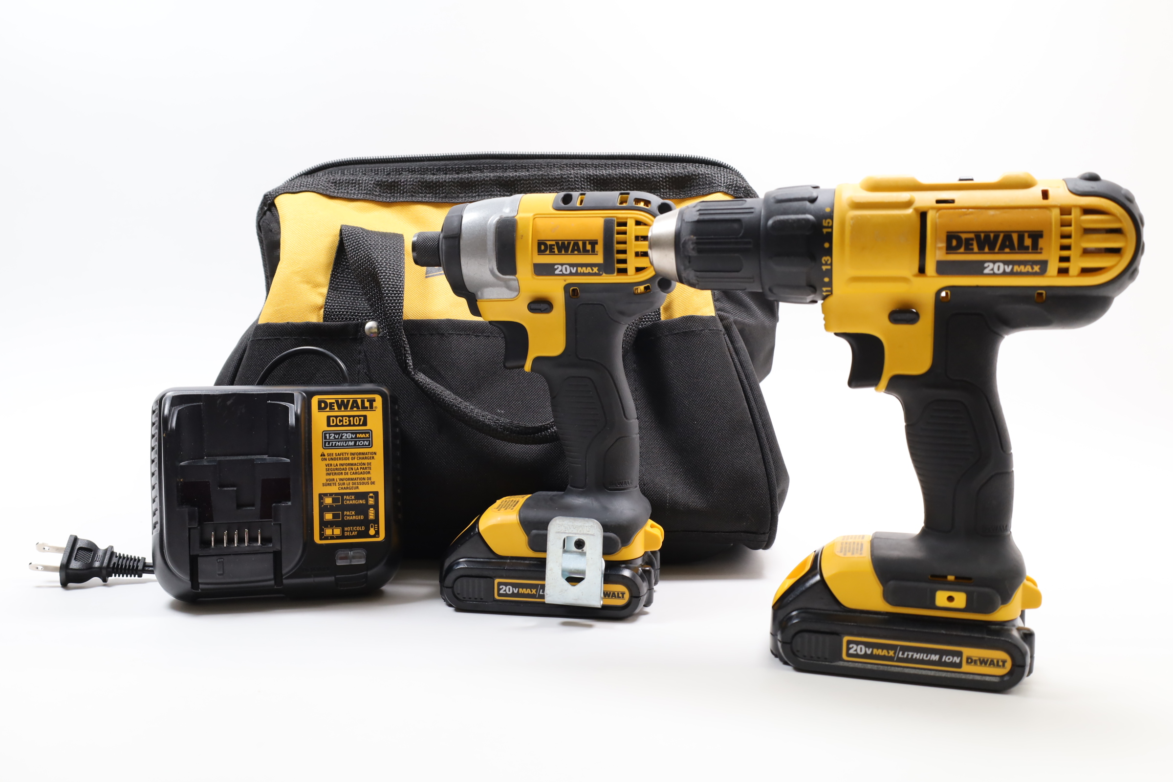 Dewalt DCK240C2 20V MAX Compact Lithium-Ion 1-2 in. Cordless Drill Driver-  1-4 in. Impact Driver Combo Kit (1.3 Ah)