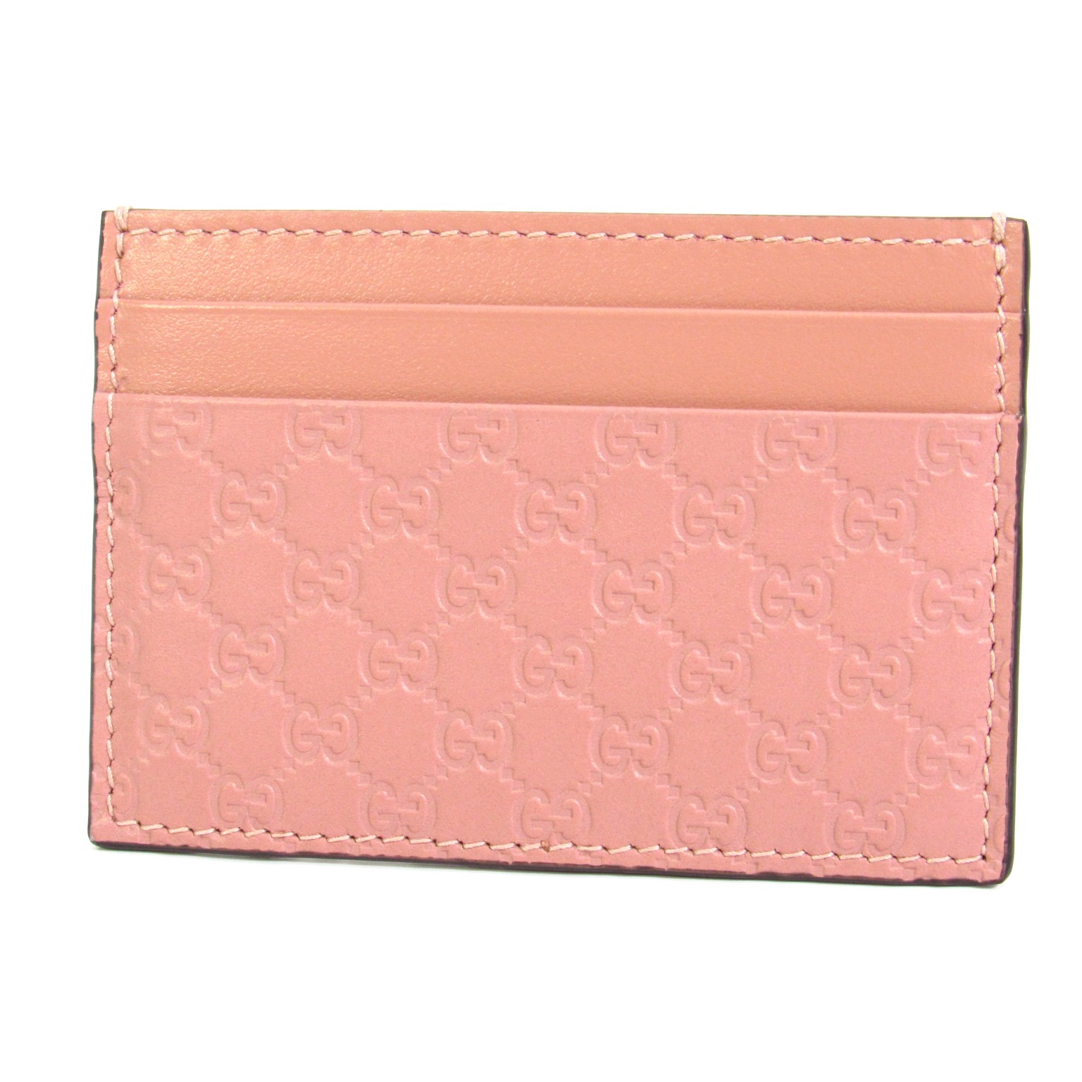 Good GUCCI Bamboo Envelope Card Check Wallet Leather Canvas Clutch Bifold Large Pink