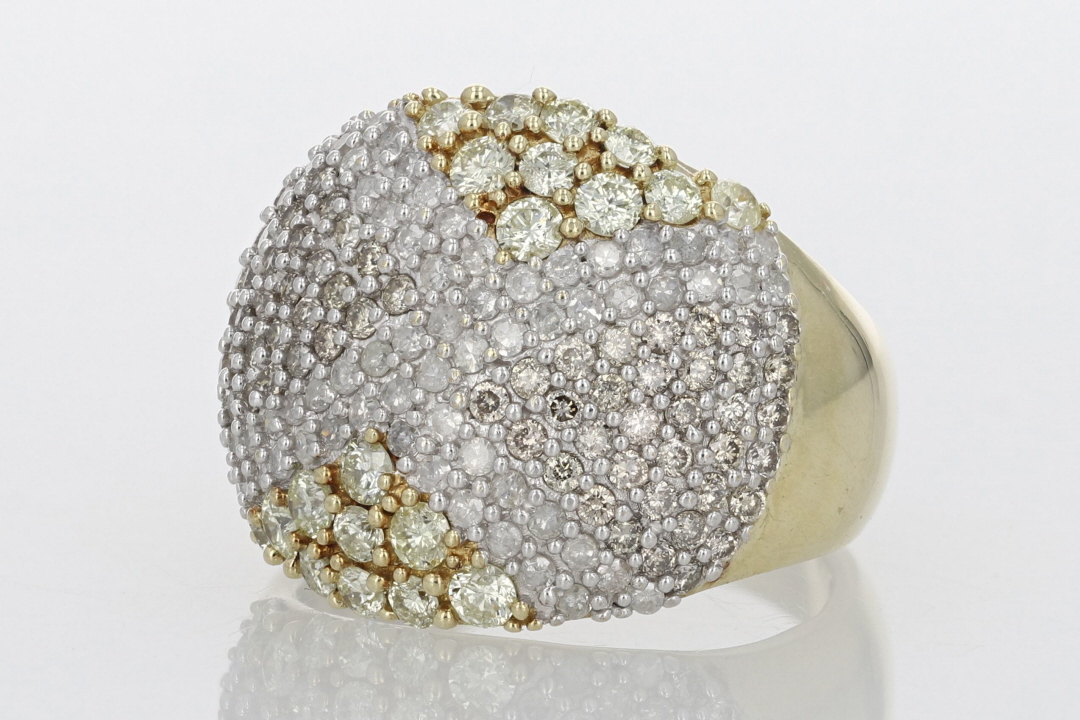 1.52ctw Round Cut Diamond Cluster Statement Ring 10k Yellow Gold Size 7