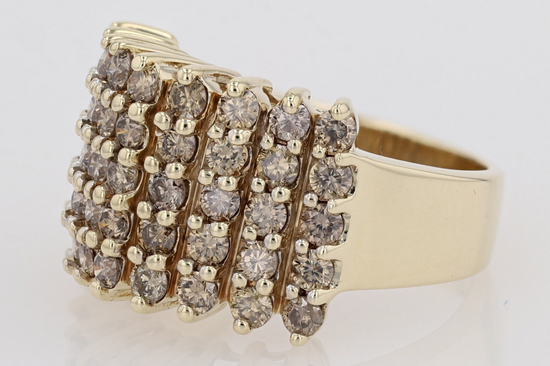 1.31ctw Round Cut Diamond Cluster Statement Ring 10k Yellow Gold Size 7