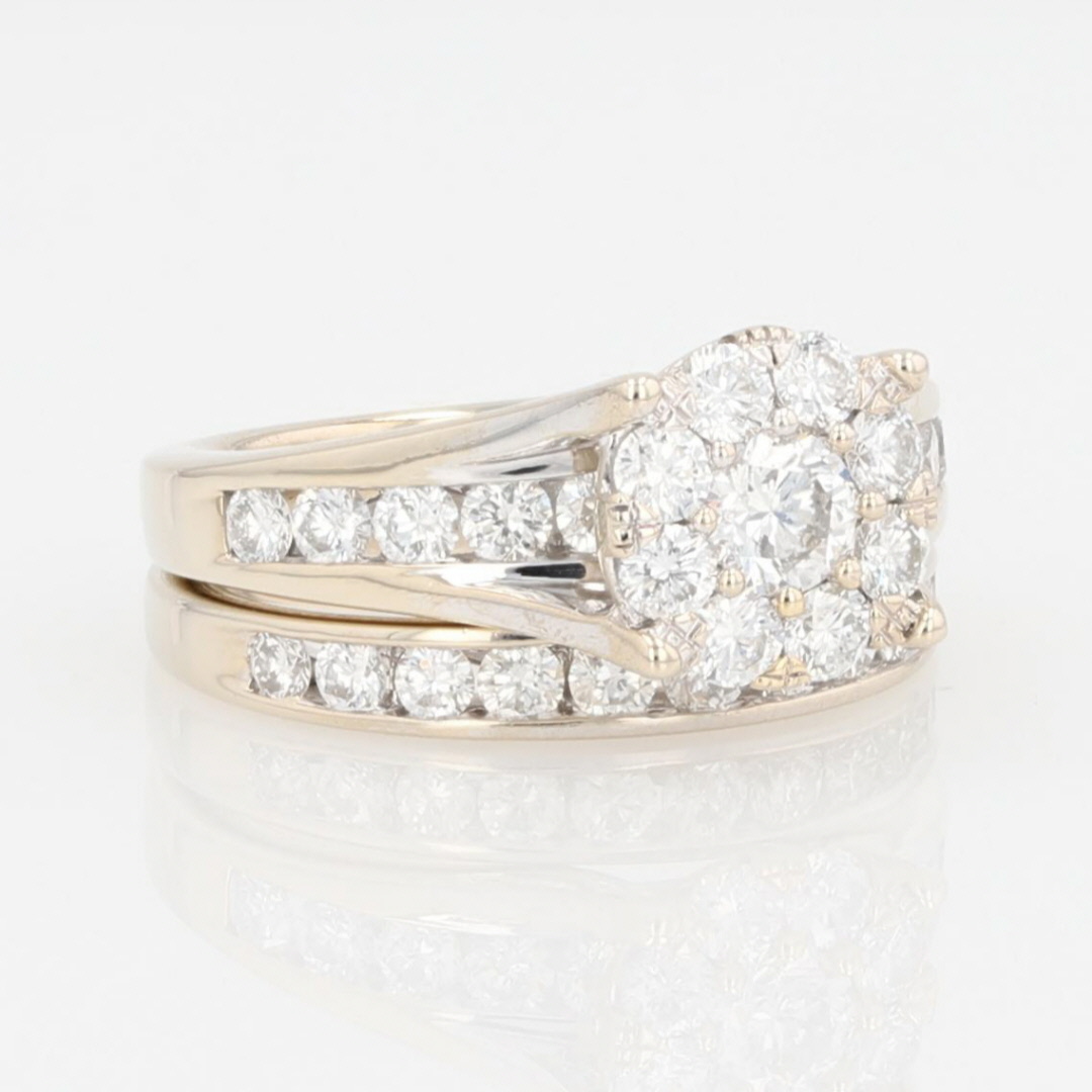 2.00ctw Round Cut Diamond Cluster Wedding Set Rings 14k White Gold Size 7