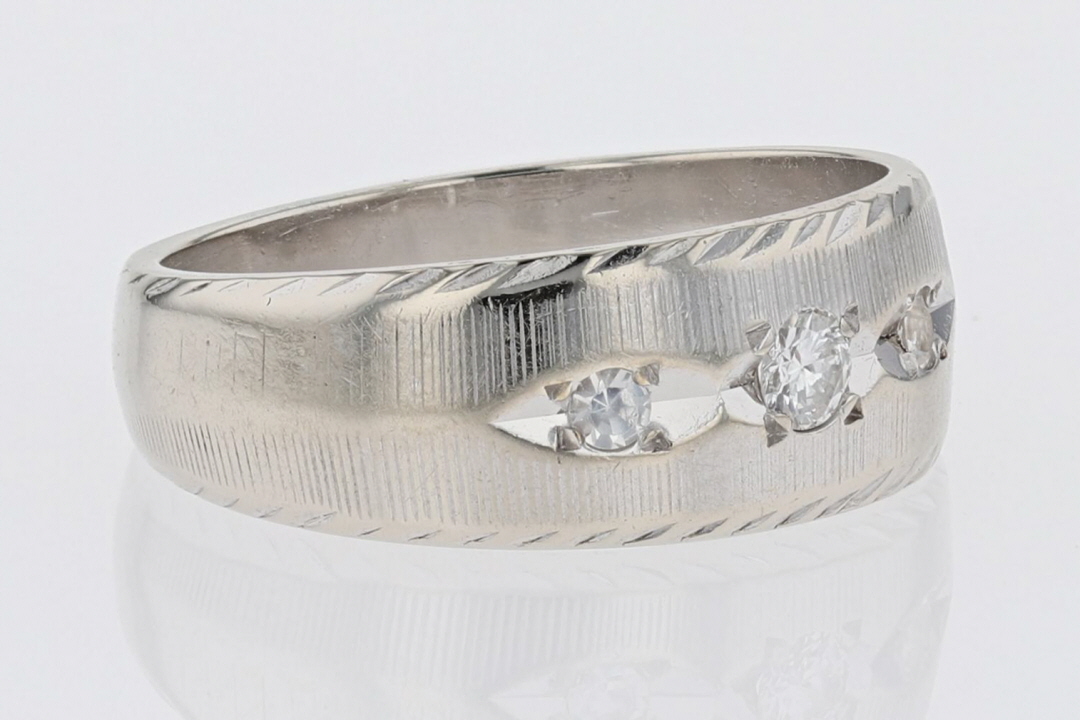 Round Cut Diamond Prong Set Wedding Band Ring 14k White Gold Size 7.5