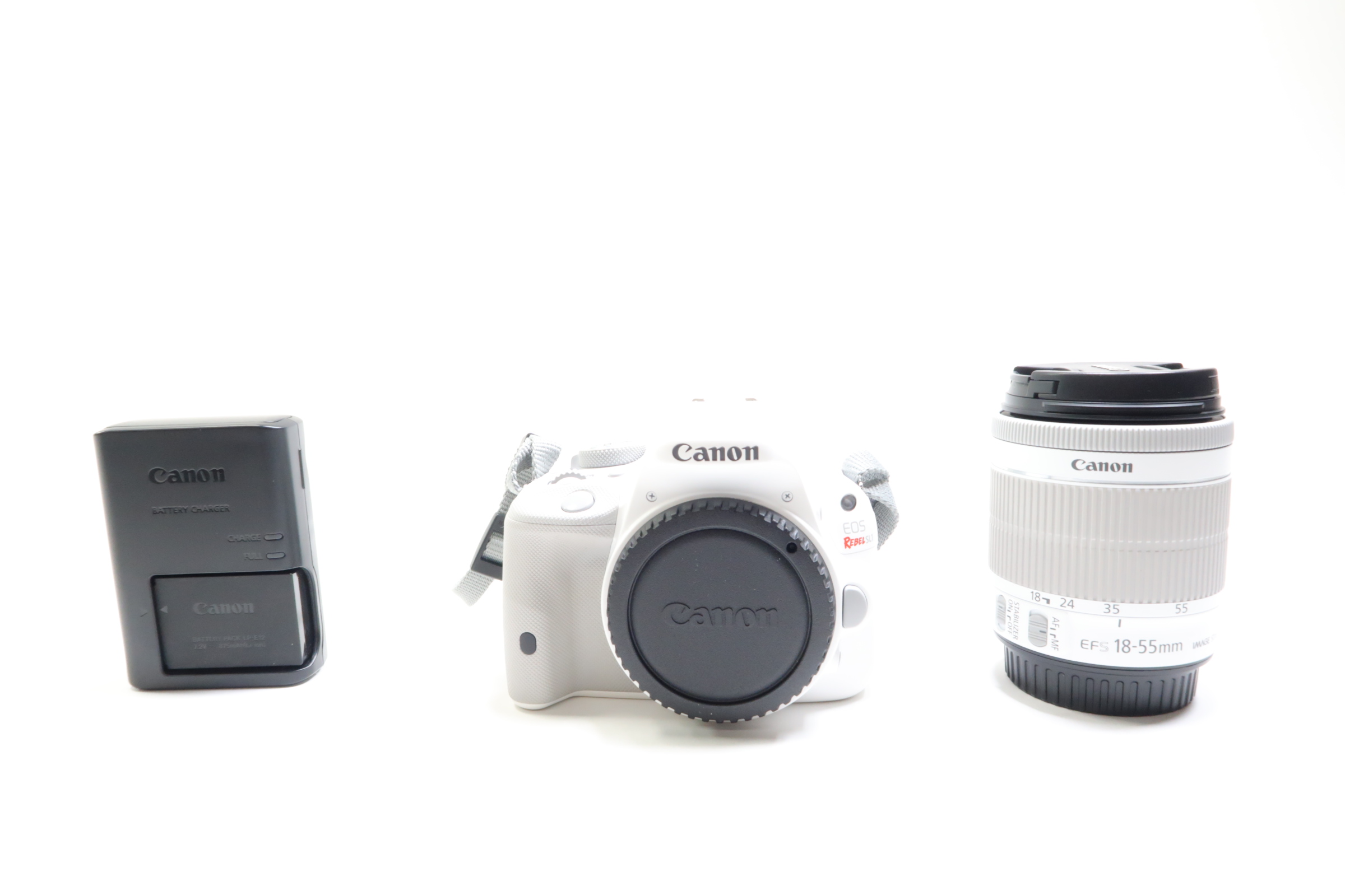 Offers Canon EOS Rebdl SL1 in White with 18-55mm lens