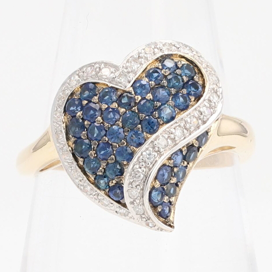 10k hot sapphire and diamond heart