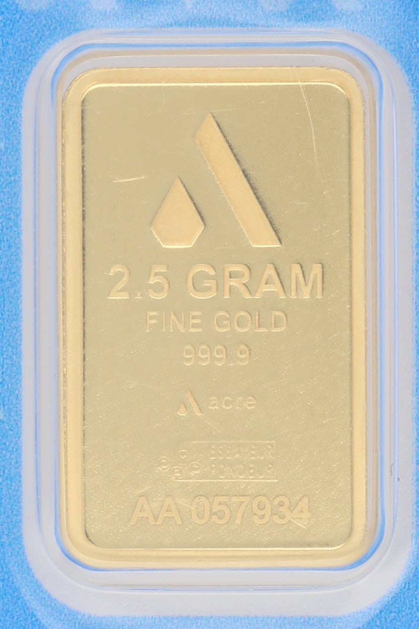 Acre Gold Bar Limited Edition Mint 1 24k Yellow Gold 2 5 Grams Acre Gold Bar Limited Edition Mint 1 24k Yellow Gold 2 5 Grams