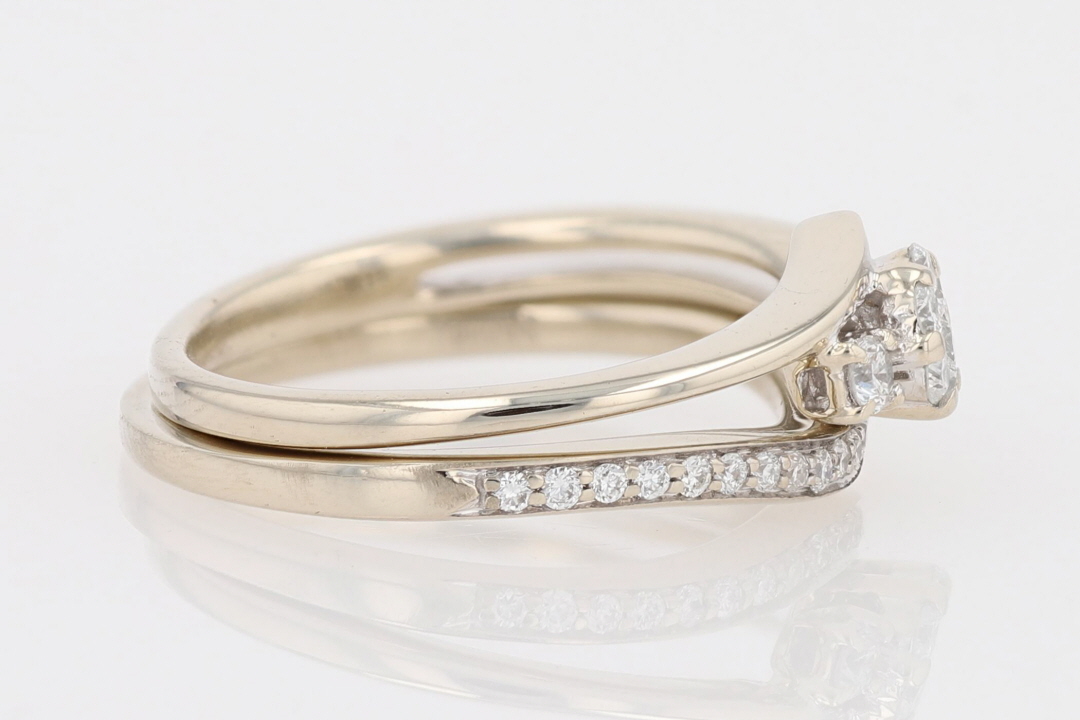 .18ctw Round Cut Diamond Cluster Wedding Set Rings 14k White Gold Size 4.5