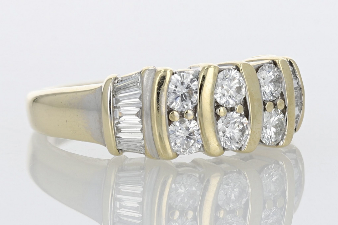 .99ctw Round & Baguette Cut Diamond Wedding Band Ring 14k Yellow Gold ...