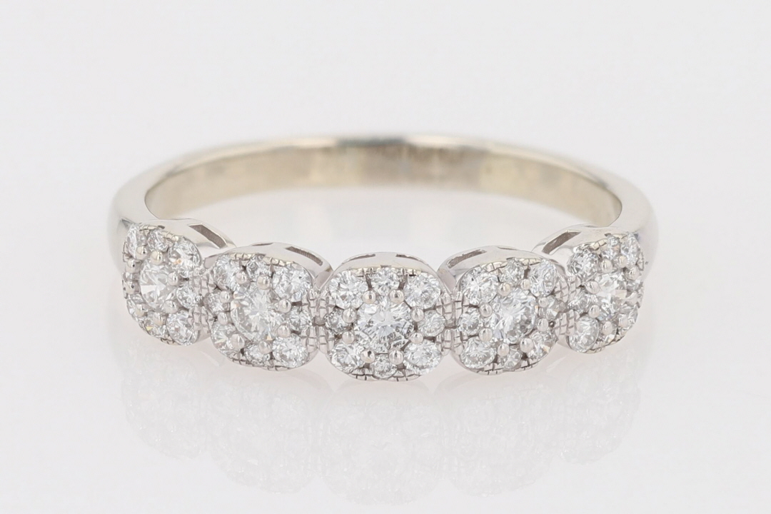 .65ctw Round Cut Diamond Cluster Wedding Band Ring 10k White Gold Size 8.75