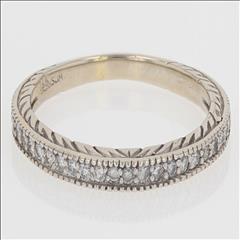 .15ctw Round Cut Diamond Pavé Set Wedding Band Ring 14K White Gold Size ...