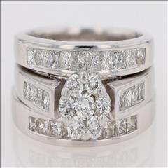 1.00ctw Round Cut Diamond Cluster Wedding Set Rings 14k White Gold Size 5