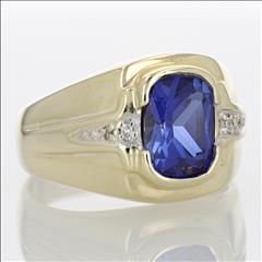 3.23ctw Lab-Created Sapphire with Diamond Accents Ring 10k Yellow