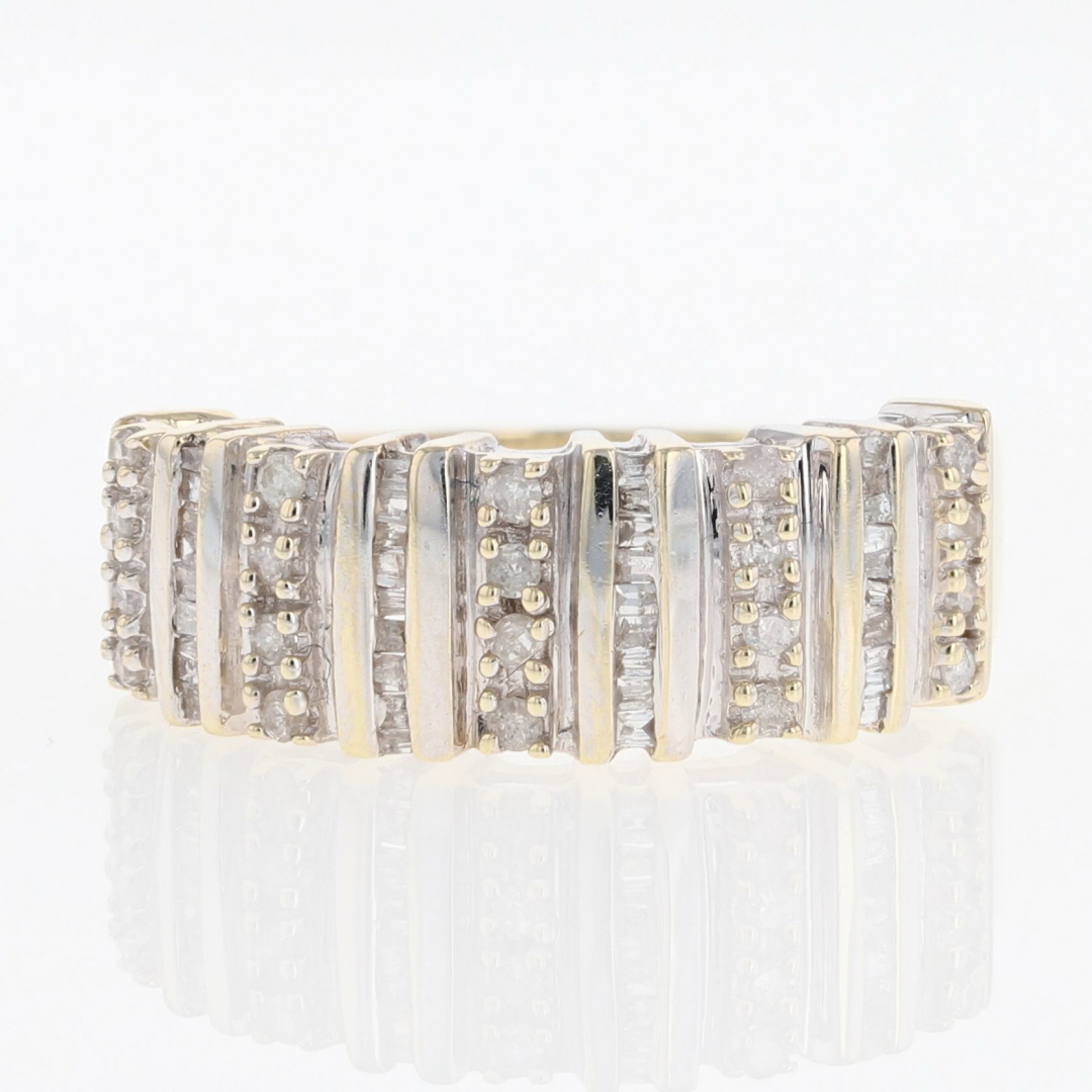 .39ctw Diamond Cluster Bar-Set Statement Band Ring 10k Multi-Tone Gold ...