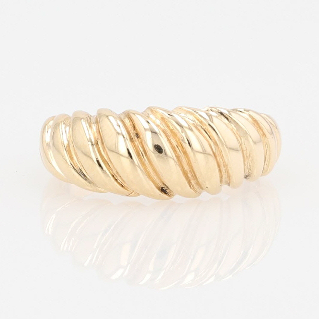 8.0mm Ribbed Dome Statement Band Ring 14k Yellow Gold 4.50 Grams Size 7