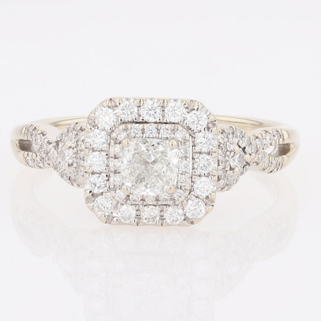 GIA® .96ctw Cushion Cut Diamond Halo Engagement Ring 14k White Gold ...