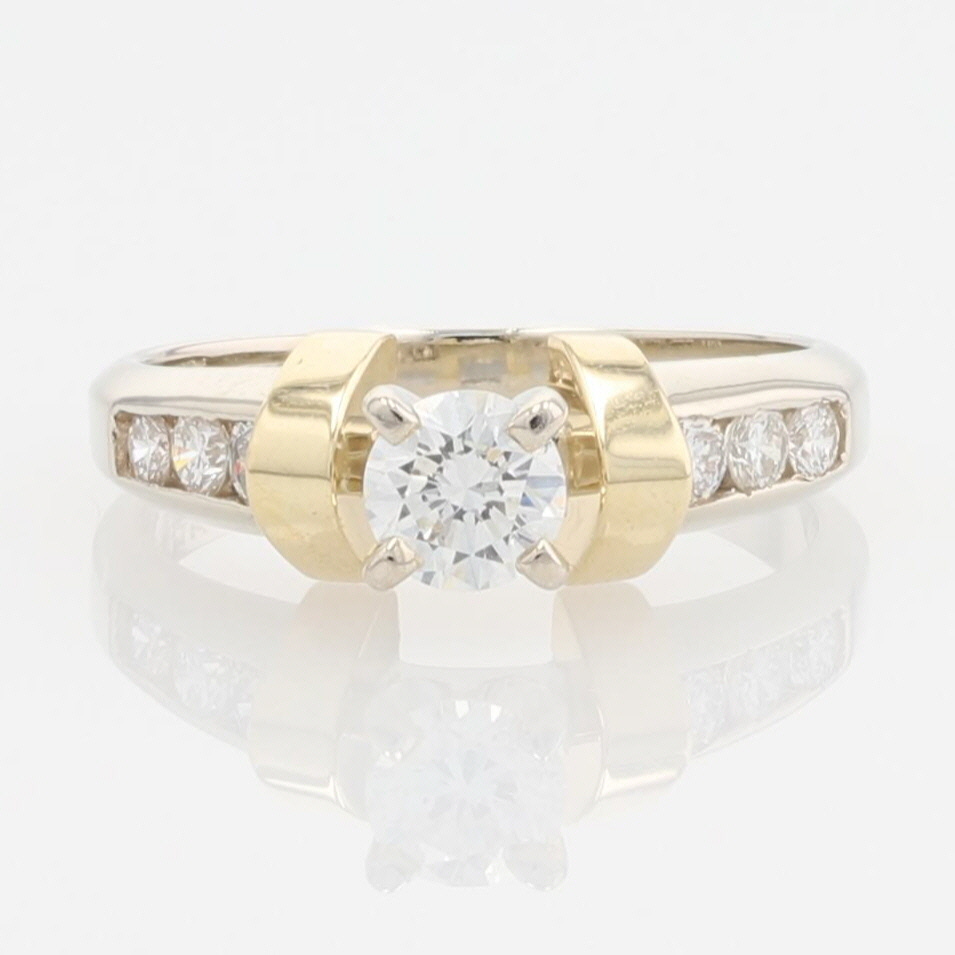 .65ctw Diamond Solitaire with Accents Engagement Ring 14k Multi-Tone ...