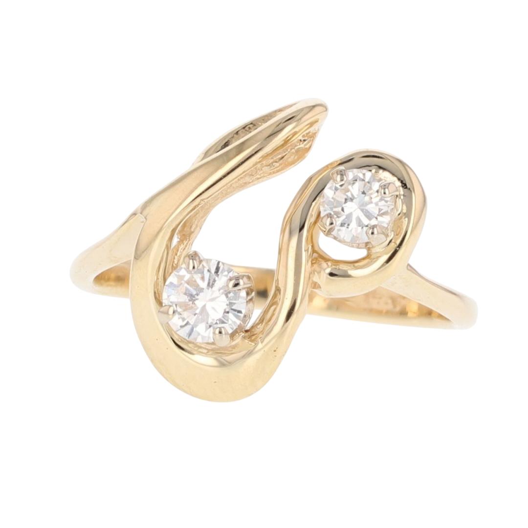 .25ctw Round Cut Diamond Two-Stone Looped Prong-Set Ring 14k Yellow ...