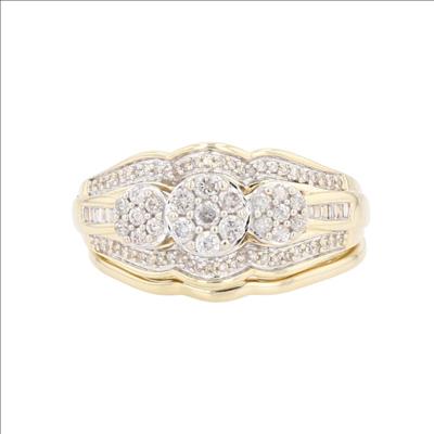.51ctw Round Diamond Triple Cluster Wedding Set Rings 10k Multi-Tone ...