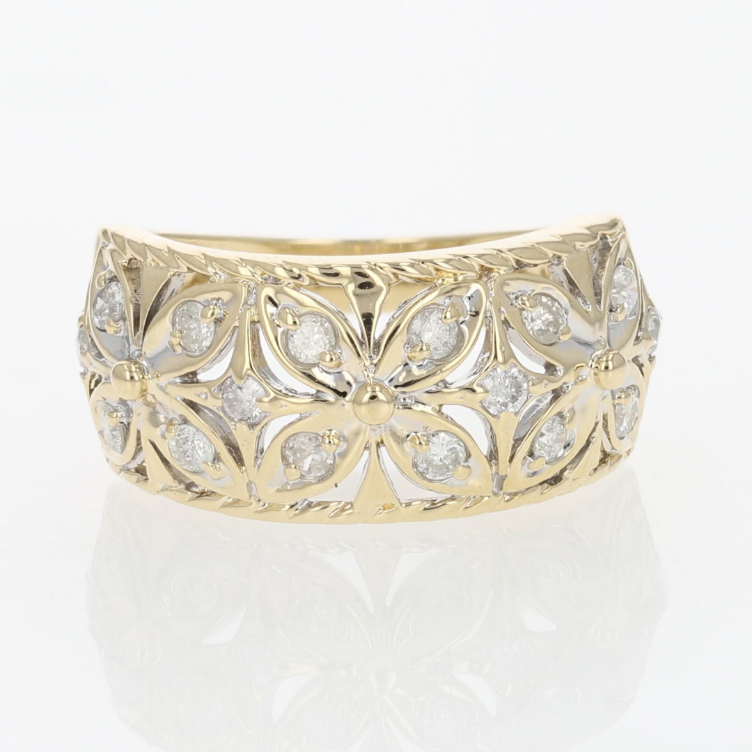 .48ctw Round Diamond Cluster Floral Pattern Band Ring 14k Yellow Gold ...