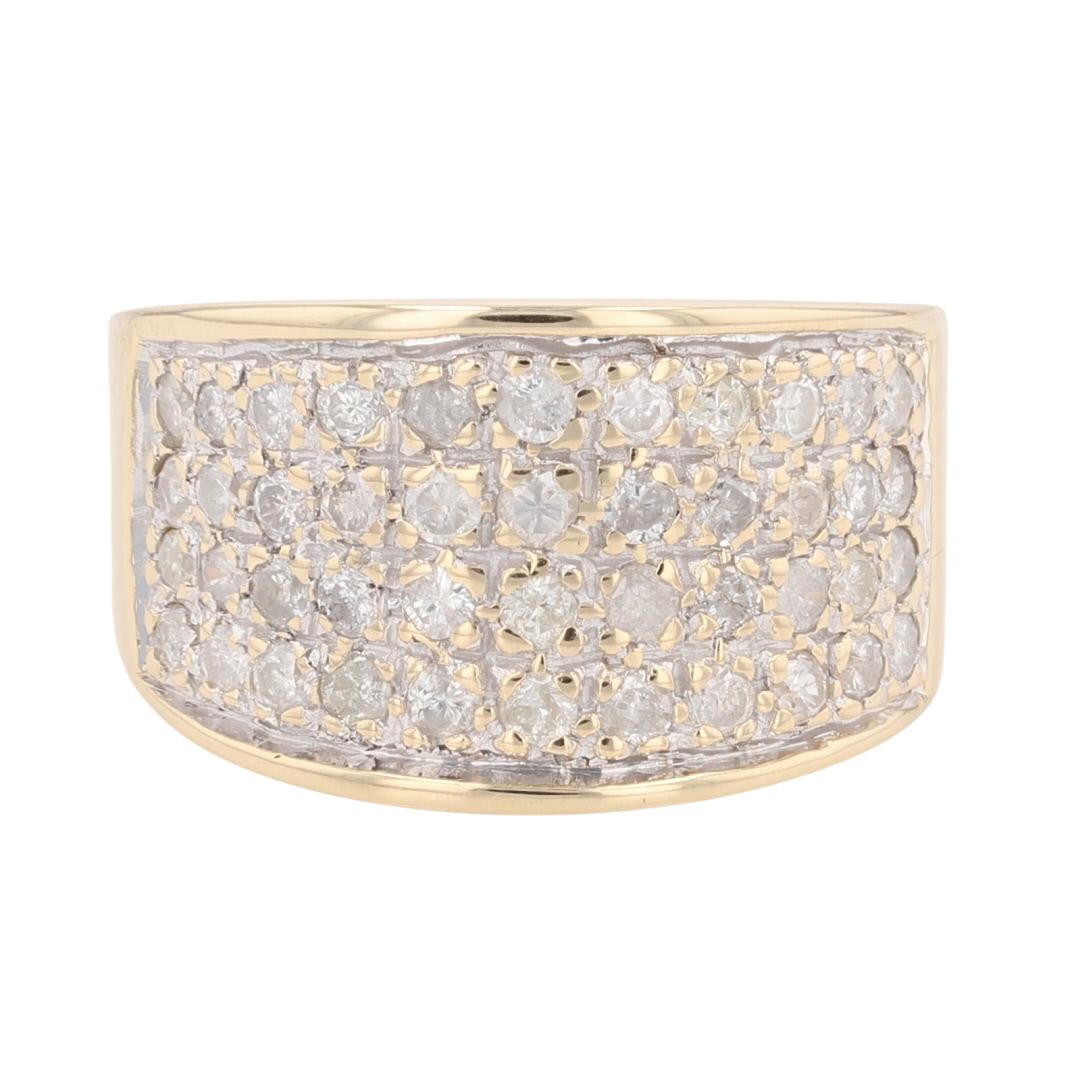 1.00ctw Round Cut Diamond Cluster Wedding Band Ring 14k Yellow Gold Size 7