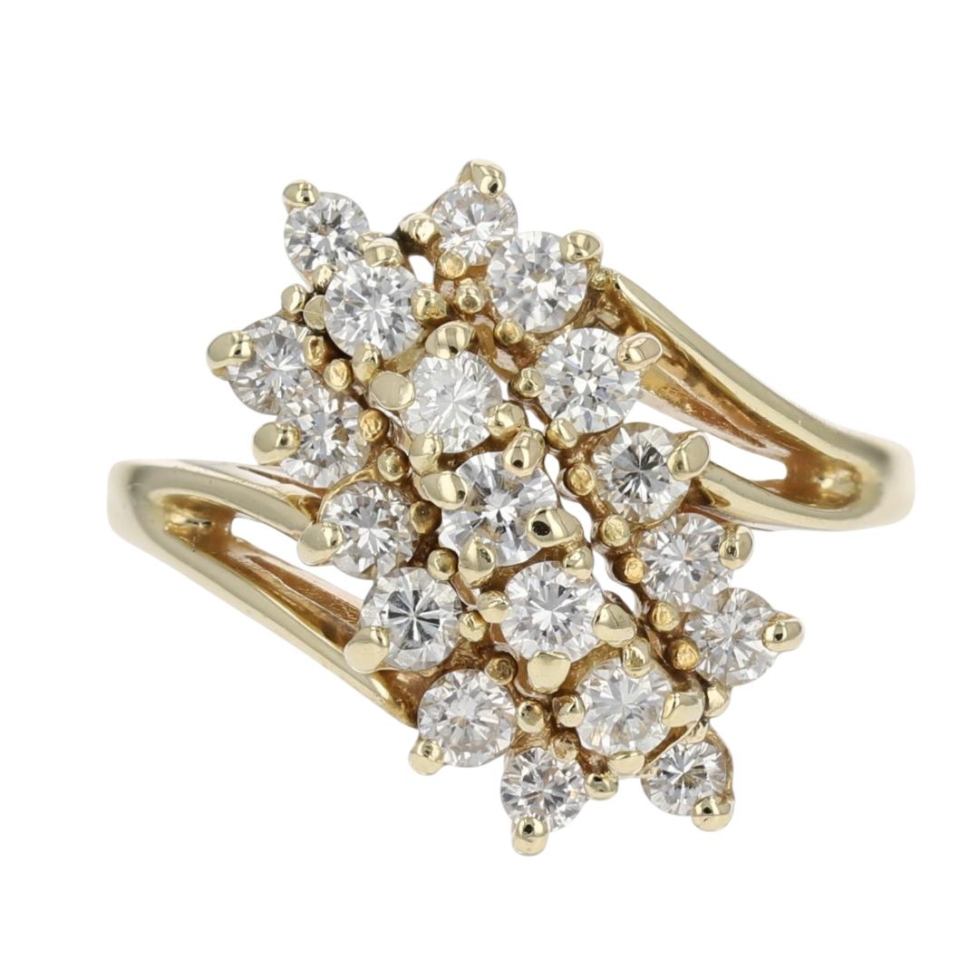【2025年新作】 45ctw 14k Ring Statement Arthritic Cluster Diamond Cut Round 小物