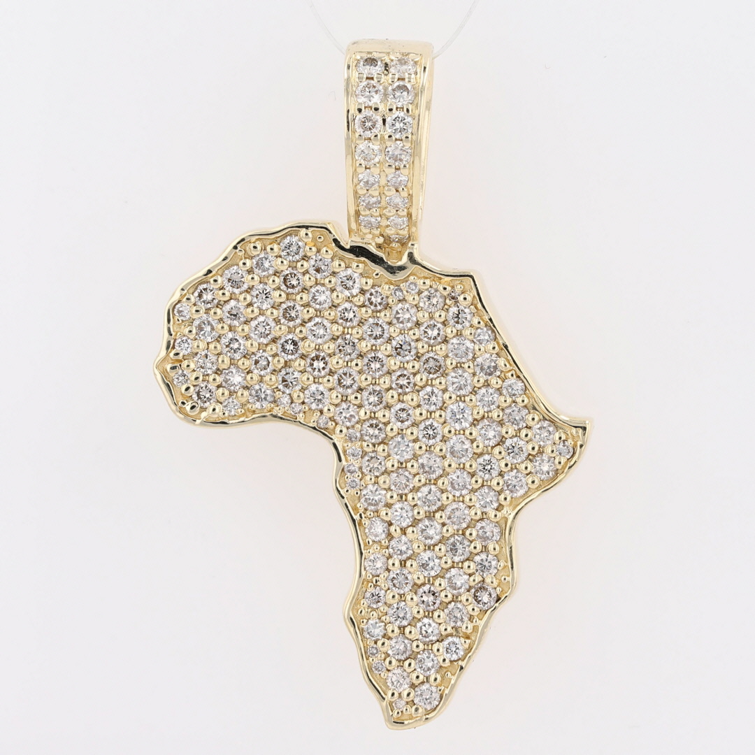 2.14ctw Diamond Africa Continent Pendant w/o Chain 14k Yellow Gold 21. ...
