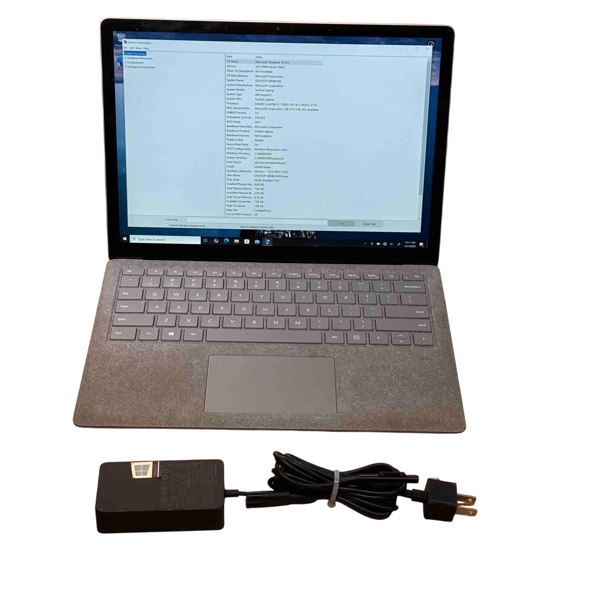 Microsoft Surface Laptop 1769 Intel Core i5-7200U 2.5GHz 8GB RAM