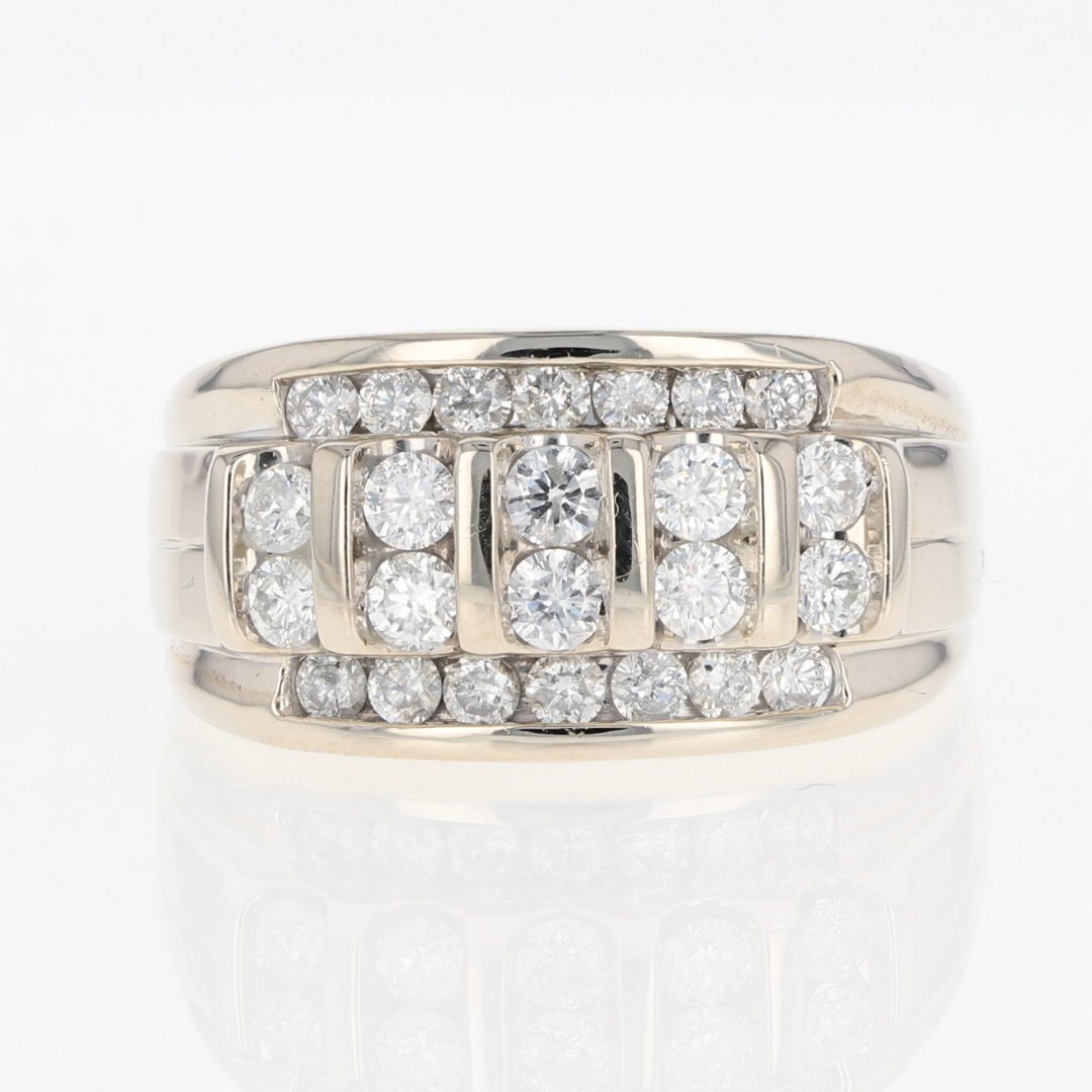 1.41ctw Round Diamond Bar-Set Cluster Statement Band Ring 14k White ...