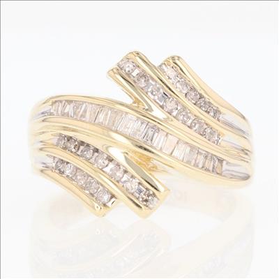 .50ctw Diamond Multi-Row Channel-Set Bypass Band Ring 10k Yellow Gold ...
