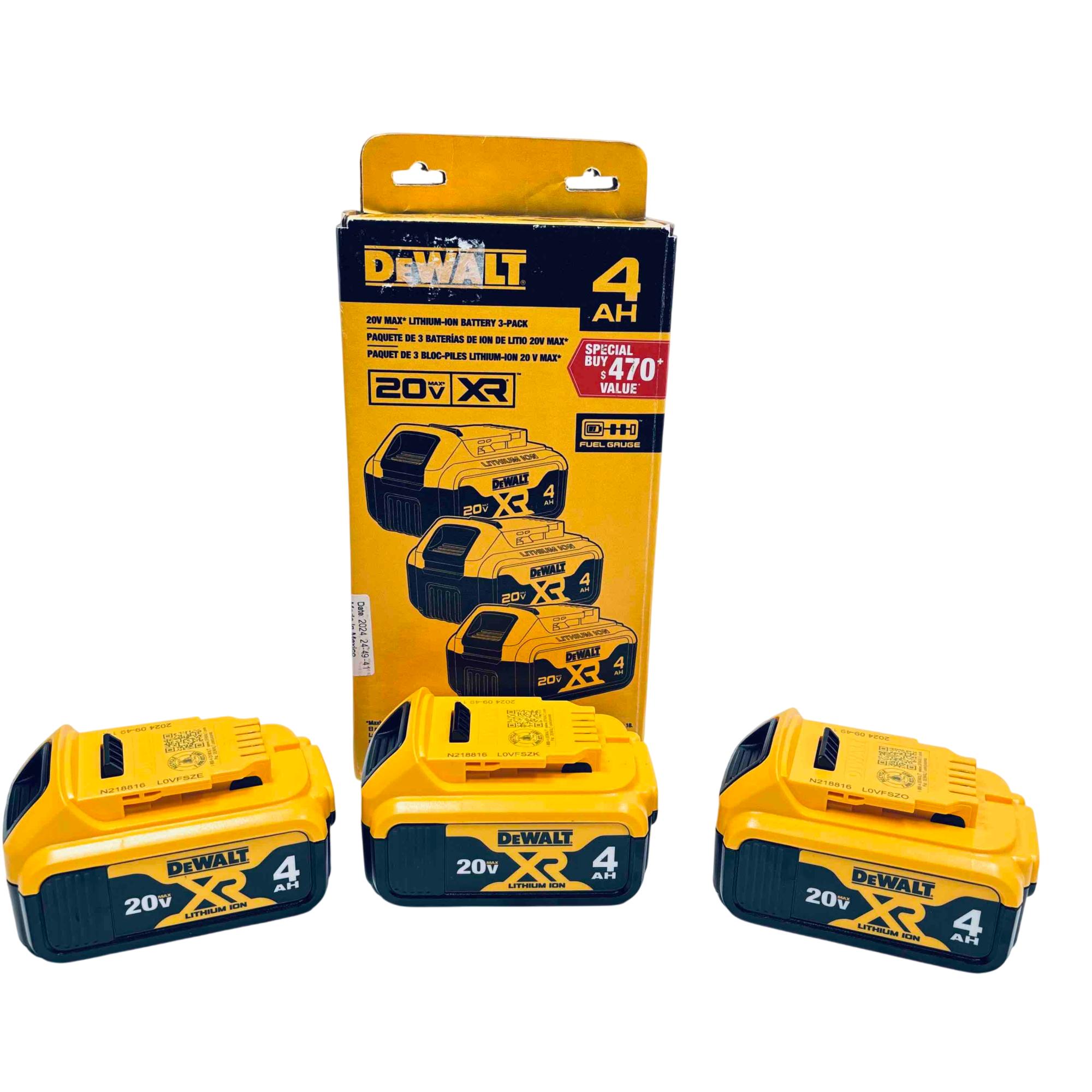 DEWALT DCB204-3 20V Lithium-Ion Tool Battery 3-Pack