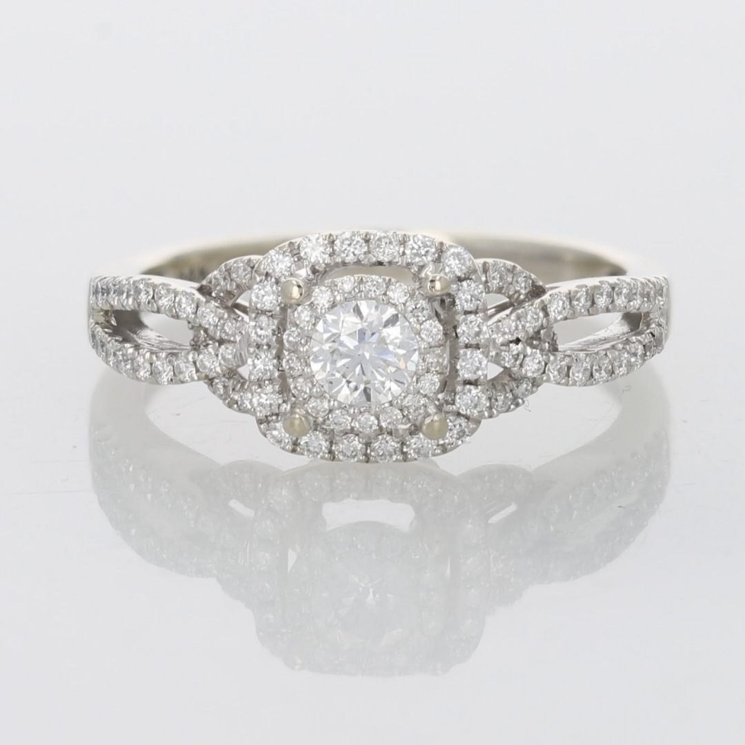 .57ctw Round Cut Diamond Double Halo Engagement Ring 14k White Gold Size 7