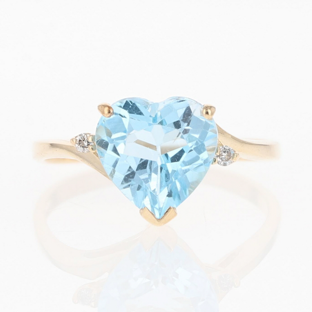 4.73ctw Heart-Shaped Blue Topaz with Diamond Accents Ring 10k Yellow ...
