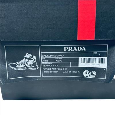 Prada 4T3461 Vernice Bike Mens High-Top Sneakers US Size 5