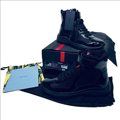 Prada 4T3461 Vernice Bike Mens High-Top Sneakers US Size 5