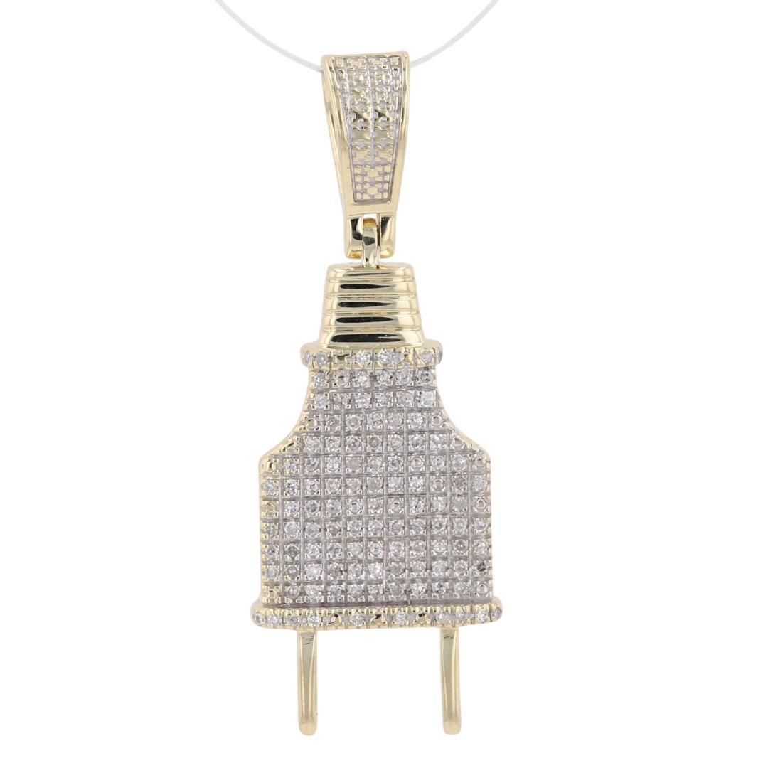 .17ctw Round Cut Diamond Plug Pendant w/o Chain 10k Multi-Tone Gold 3. ...