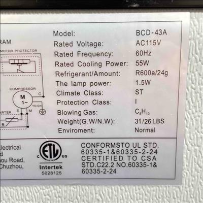 Anhui Wanai Electrical BCD-43A Compact Black Refrigerator - Local