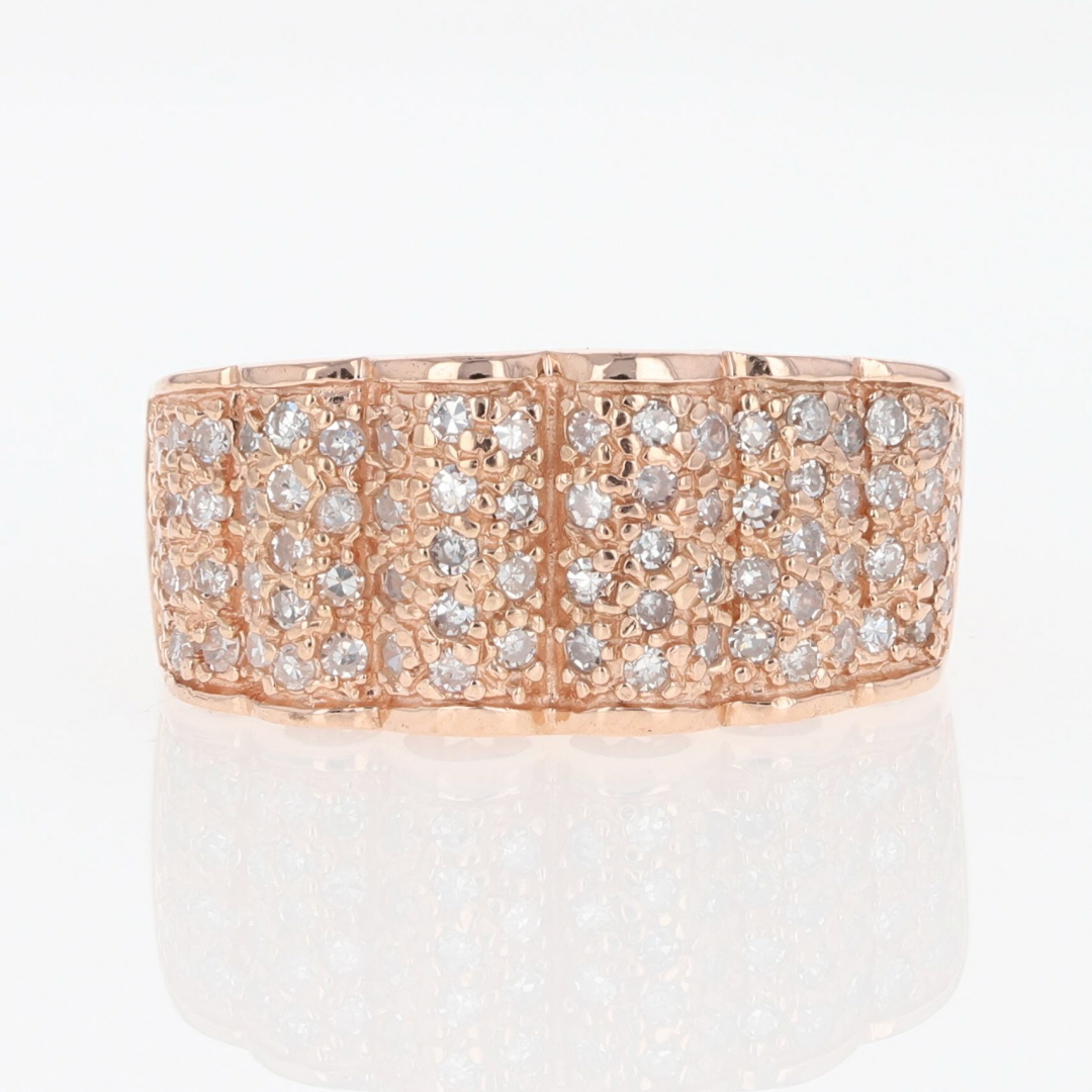 .68ctw Round Diamond Cluster Ribbed Statement Band Ring 14k Rose Gold ...