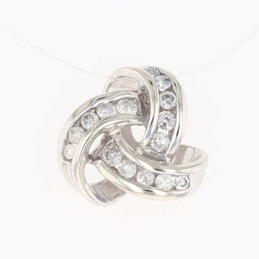 .26ctw Round Cut Diamond Channel-Set Knot Style Pendant No Chain 10k ...