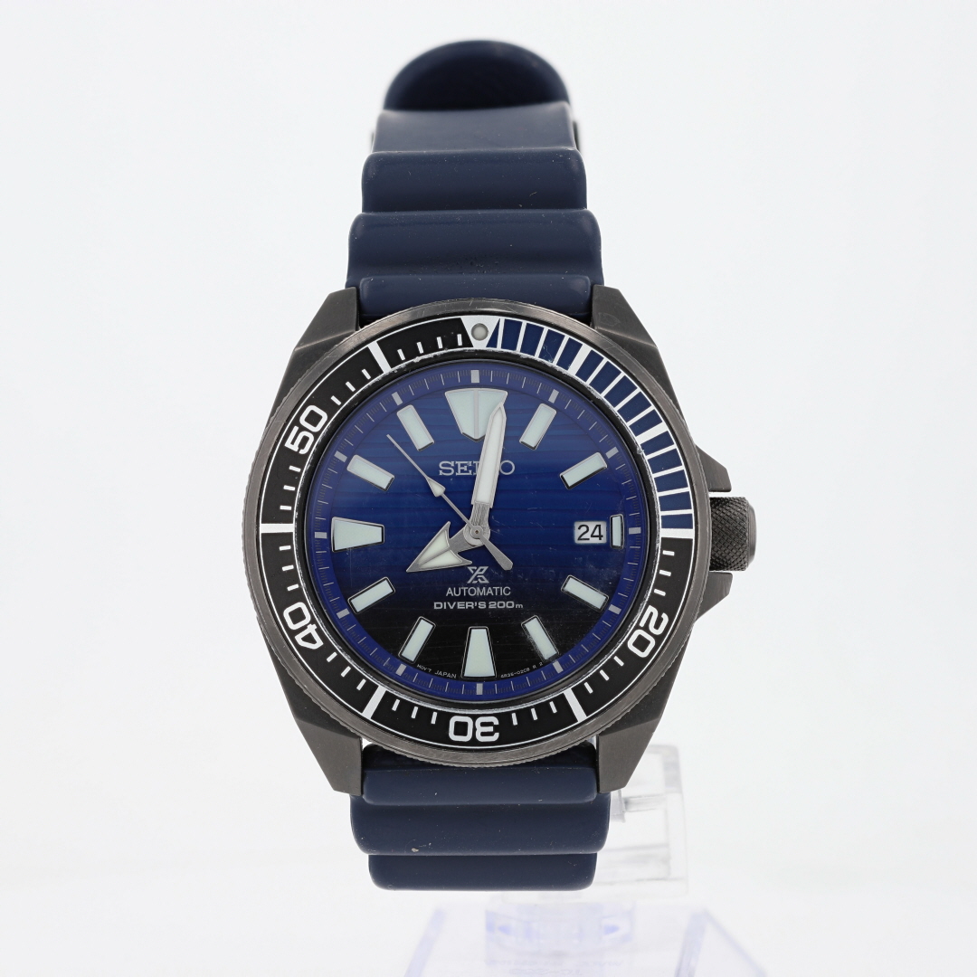 Seiko Prospex Samurai 44mm Blue Dial Automatic Silicone Strap Men's ...