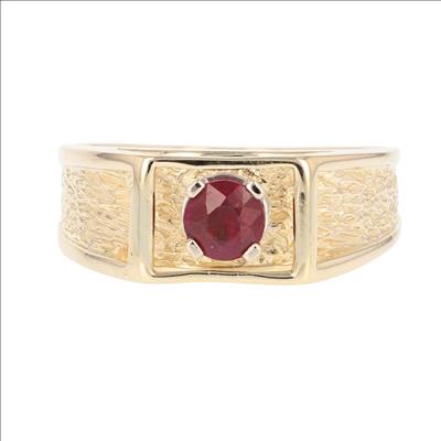 .18ct Round Ruby Solitaire Textured Statement Band Ring 14k Yellow Gold ...