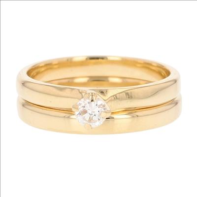 .17ct Round Cut Diamond Solitaire Wedding Set Rings 18k Yellow Gold Size 6